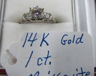 14K Gold 1 ct. Moissanite Ring