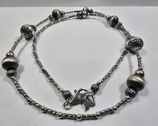 Lot # : 509 - 24" Sterling Silver beaded necklace weighing
