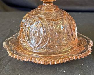 Lot # : 364z - Vintage pink depression glass butter dish
