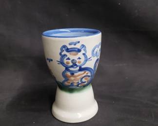 Lot # : 282 - Vintage M A Hadley decorated cat double egg cup
