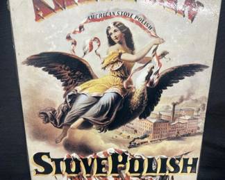 Lot # : 467v - Vintage American Stove Polish tin poster
