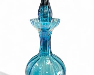 Lot # : 363a - Vintage blue glass genie bottle decanter

