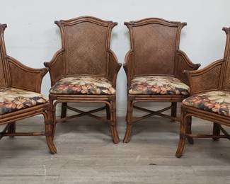 Lot # : 445 - 4 Hand woven & bamboo arm chairs

