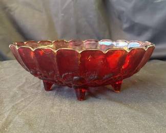 Lot # : 226z - Vintage ruby red glass footed bowl
