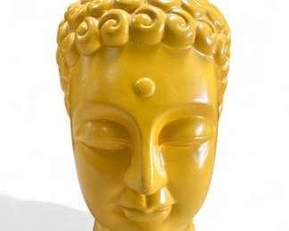 Lot # : 368a - Large yellow ceramic Buddha head statue
