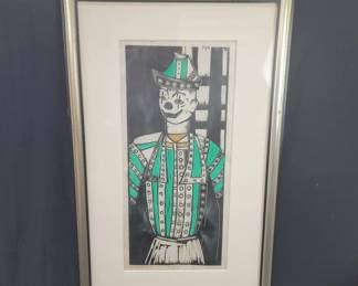 Lot # : 418 - Pencil signed and numbered block print under glass
