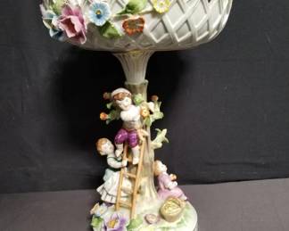 Lot # : 75 - 2-piece Dresden porcelain figural centerpiece
