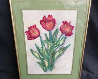 Lot # : 534 - Framed, mixed media, pen signed on paper
