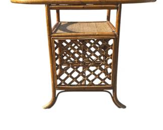 Lot # : 253z - Vintage rattan glass top bar table
