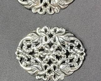 Lot # : 86 - Pair of sterling silver brooches
