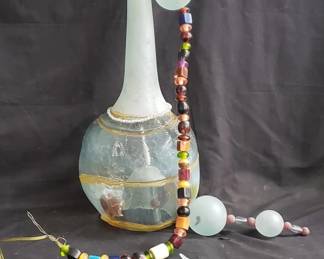 Lot # : 341 - Hand-blown art glass & acrylic hanging light
