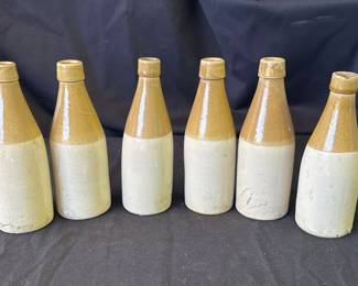 Lot # : 318z - 6 Antique stoneware ginger beer bottles
