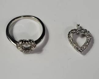 Lot # : 83 - 14k gold & diamond ring and pendant
