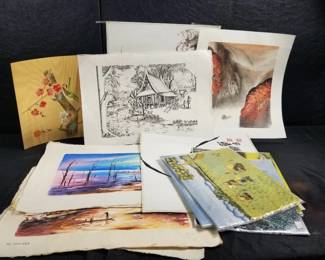 Lot # : 324 - Group of paintings and embroideries

