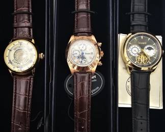 Lot # : 166 - 3 men's Stauer watches new in original watch packaging 
