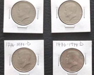 Lot # : 239a - Four Bicentennial Kennedy Half-dollar coins in holders
