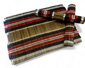 Lot # : 271a - 5 Vintage woven rattan bamboo place mats
