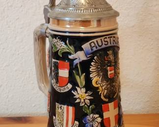 Lot # : 415d - Vintage German Gerz beer stein Austria pewter lid
