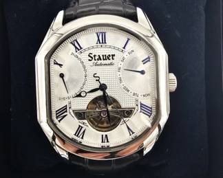 Lot # : 164 - Stauer men's 40mm automatic wristwatch new in original watch packaging
