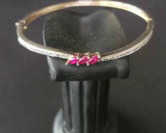 Lot # : 426 - Sterling silver and ruby bracelet
