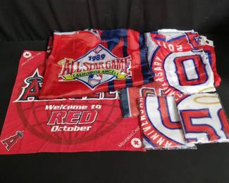Lot # : 389 - Group of MLB Angels flags, neckerchief
