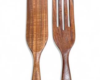 Lot # : 372a - Pair of vintage teak salad spoons
