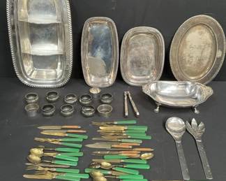 Lot # : 304 - Silver plated ware brass Indian flatware box lot
