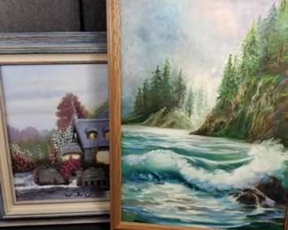 Lot # : 334 - Pair of signed oil paintings on canvas
