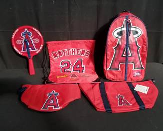 Lot # : 366 - Group of MLB Angels bags, stadium Clapper, etc.

