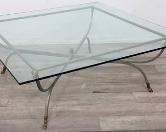 Lot # : 50 - Maison Jansen-style rams head metal coffee table
