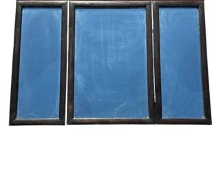 Lot # : 448z - Vintage 3 panel wood wall mirror
