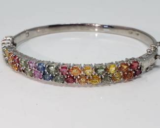Lot # : 47 - Sterling silver bracelet with multicolored
