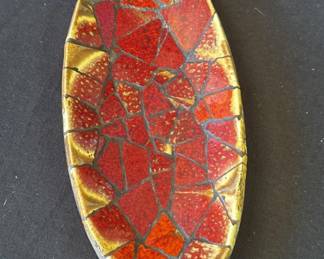 Lot # : 308z - Mosaic brass & tile trinket dish
