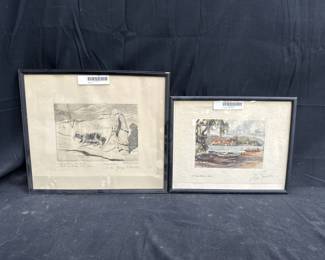 Lot # : 519 - Pair of prints in bundle 1 pencil signed 1 pen
