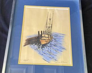 Lot # : 214z - Vintage framed signed "Harbor" art print
