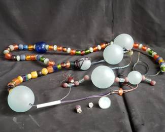 Lot # : 344 - Hand-blown art glass & acrylic hanging light
