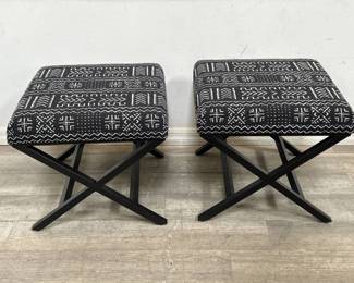 Lot # : 379a - Pair of metal mud cloth ottomans
