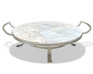 Lot # : 374a - Metal and stone serving tray
