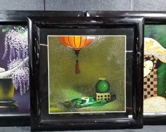 Lot # : 329 - 3 mixed media lacquer plaques
