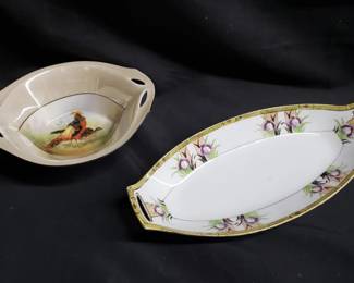 Lot # : 388 - R S Germany pheasant dish with Noritake floral dish R S Germany footed dish 
