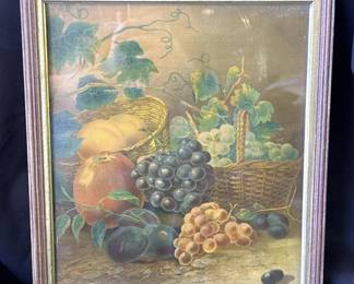 Lot # : 341z - Vintage framed art print fruit theme
