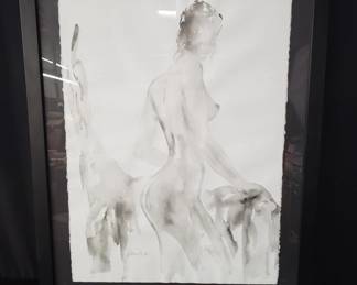 Lot # : 479 - Nancy R Wise nude watercolor painting
