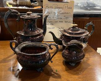 Birk’s Regency Plate Shell & Gadroon pattern coffe & tea set.  Silver plate 
