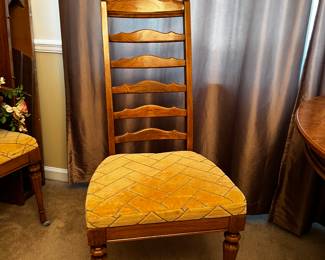 French ladder back upholstered dining room chair
