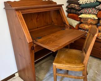 knotty pine drop front writing desk