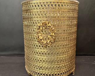 Hollywood Regency filigree waste basket