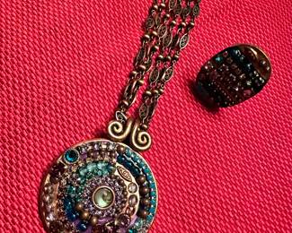 Michal Golan Multicolor crystal enamel necklace and ring