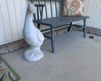 Cute bench and a concrete goose! Clothes available.