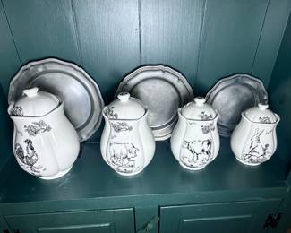 Full set of Barnyard Toile canisters.