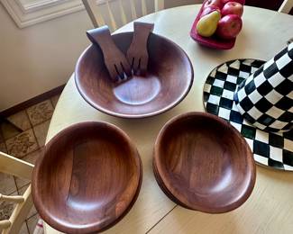 Wood salad set with forks.
